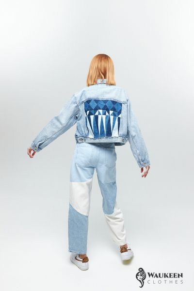 Жіночі джинси з клаптиків "PRO БАГАТОГРАННІСТЬ» колір блакитний р.36 445693 445693 фото