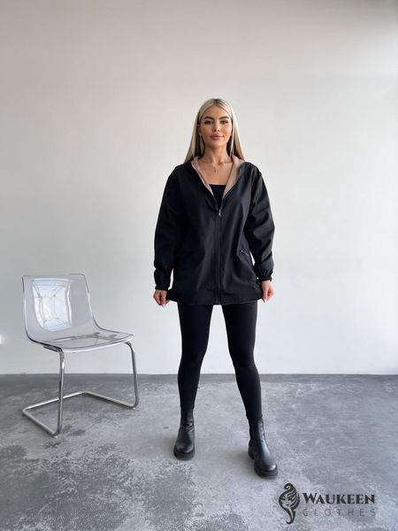 Жіноча двостороння куртка колір чорний-бежевий р.універсальний 454222 454222 фото