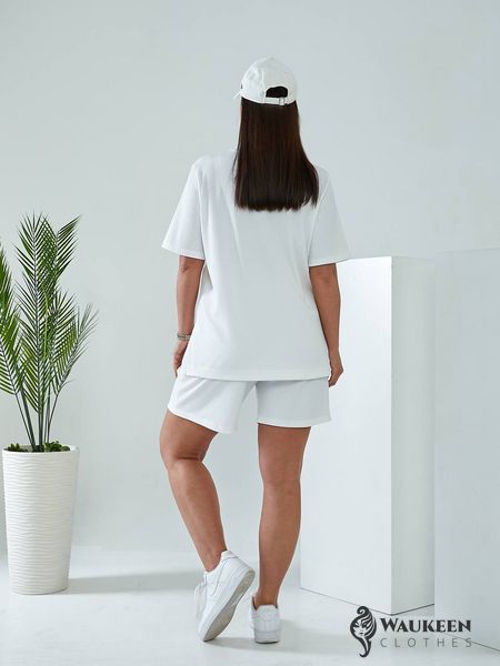Жіночий костюм двійка з шортами колір білий р.48/50 434121 434121 фото