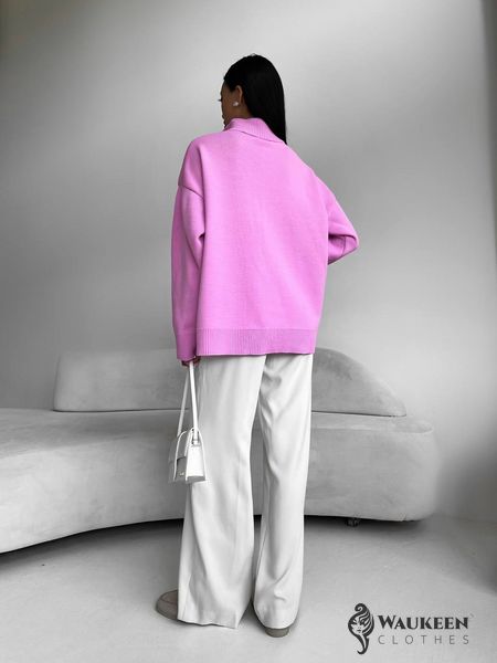 Жіночий светр із блискавкою із жаккардової в'язки колір рожевий р.42/46 441553 441553 фото
