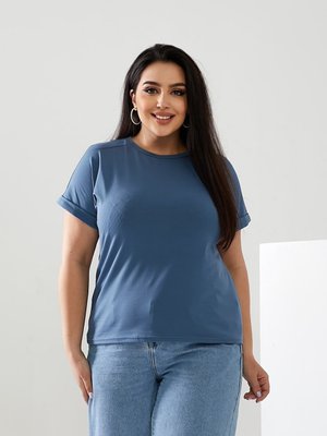 Жіноча футболка колір джинсовий р.56/58 432391 432391 фото