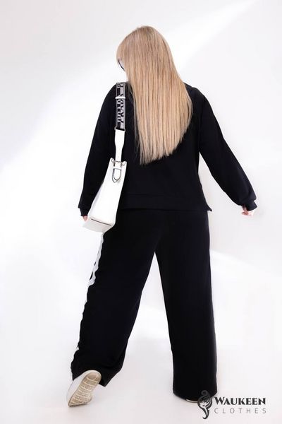 Жіночий спортивний костюм колір чорний з білим р.56/60 450802 450802 фото