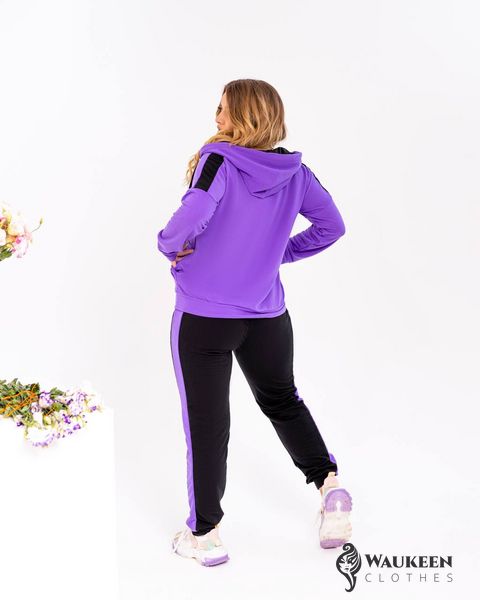 Жіночий спортивний костюм кофта фіолетового кольору та чорні штани р.54/56 379799 379798 фото