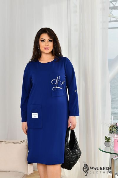 Жіноча сукня прямого крою колір синій р.48/50 452774 452774 фото