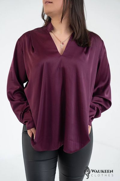 Жіноча сорочка із шовку армані колір бордо р.50/54 446022 446022 фото