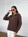 Жіночий светр з V-подібним коміром та блискавкою колір коричневий р.42/46 445975 445975 фото 1
