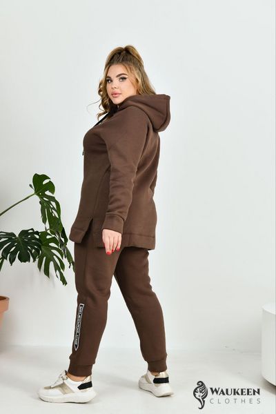 Жіночий теплий прогулянковий костюм коричневого кольору р.58 383693 383693 фото