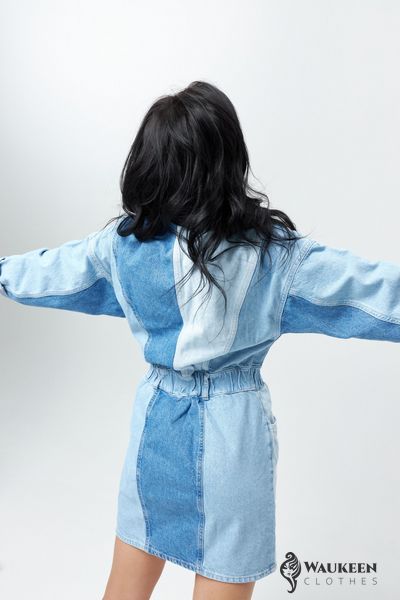 Жіноча сукня з клаптиків "PRO СПРАВЖНІСТЬ" колір блакитний р.L 445708 445708 фото