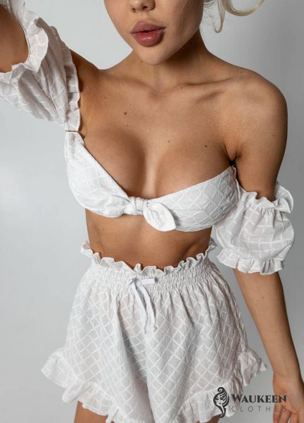 Жіноча піжама із шортами «Rebecca» колір білий р.S 455454 455454 фото