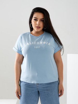 Жіноча футболка California колір блакитний р.48/50 432444 432444 фото