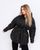 Жіноча куртка з поясом колір чорний р.50/52 440912 440912 фото