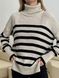 Жіночий смугастий светр колір бежевий/чорний р.42/46 444013 444013 фото 1