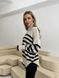 Жіночий смугастий светр колір бежевий/чорний р.42/46 444013 444013 фото 3