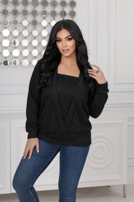 Жіночий светр трикотажний колір чорний р.48/50 445640 445640 фото