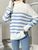 Жіночий смугастий светр колір молочний/блакитний р.42/46 444015 444015 фото