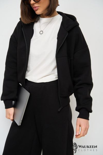 Жіночий костюм двійка з брюками палаццо колір чорний р.XL 449556 449556 фото