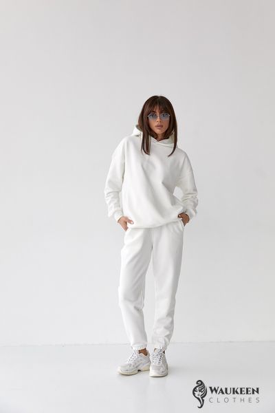Жіночий костюм худі+джогери колір білий р.S 454291 454291 фото