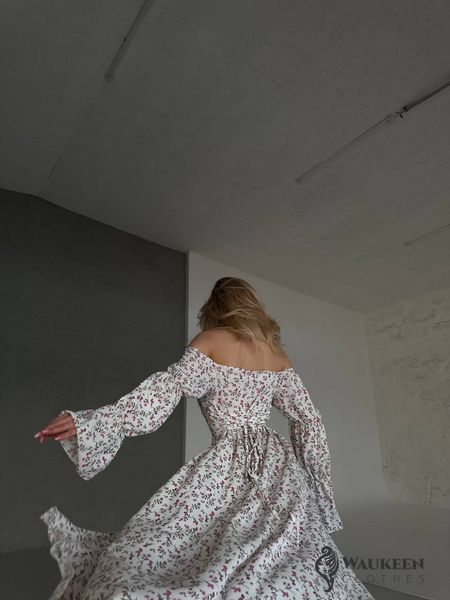 Жіноча сукня міді колір білий р.46/48 459425 459425 фото
