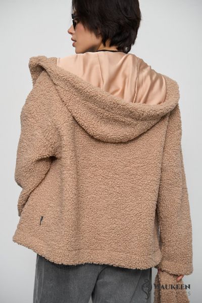Женская куртка Тедди барашек скапюшоном цвет капучино р.L/XL 450902 450902 фото