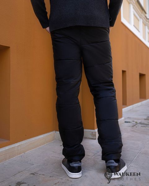 Мужские зимние штаны из плащевки утепленые цвет черный р.48/50 447421 447421 фото