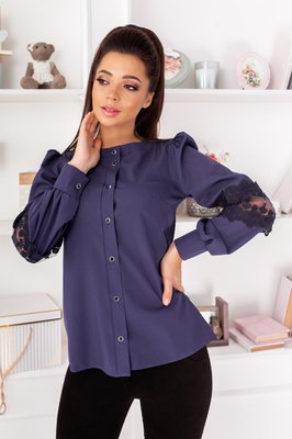 Жіноча блуза з рукавами з мереживом фіолетового кольору р.52/54 380938 380939 фото