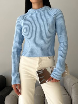 Женский свитер с текстурным узором цвет голубой р.42/46 441954 441954 фото