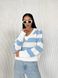 Жіночий светр із V-подібним вирізом колір молочний-блакитний р.42/46 432196 432196 фото 1