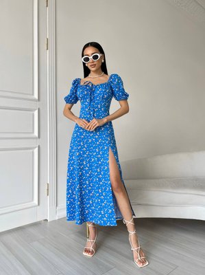 Жіноча літня сукня міді колір синій 437179 437179 фото