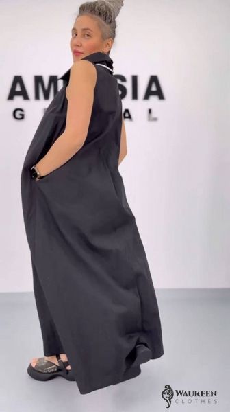 Жіноча сукня міді з коротким рукавом колір чорний р.48/52 455628 455628 фото