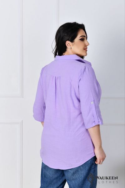 Жіноча льняна сорочка фіолетового кольору р.58 420915 420915 фото
