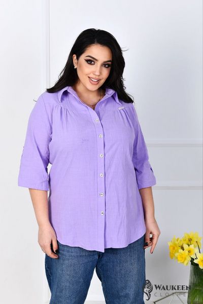 Жіноча льняна сорочка фіолетового кольору р.58 420915 420915 фото