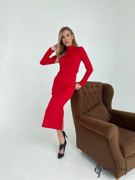 Жіноча сукня з відкритою спиною червоного кольору р.L 384884 384884 фото
