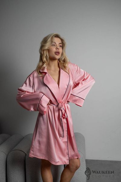 Жіночий шовковий халат колір рожевий р.42/48 453606 453606 фото