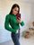 Жіночий светр укорочений з візерунком коси зеленого кольору р.42/46 396788 396788 фото