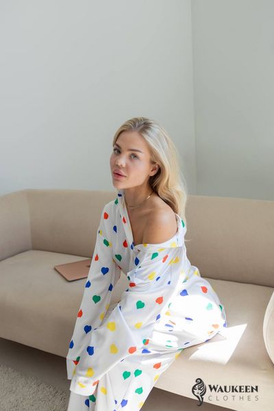 Жіноча піжама «Серденько» колір білий р.M/L 442587 442587 фото