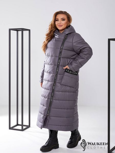 Жіноча куртка-пальто із плащової тканини колір графіт р.48/50 448426 448426 фото
