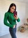 Жіночий светр укорочений з візерунком коси зеленого кольору р.42/46 396788 396788 фото 1
