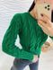 Жіночий светр укорочений з візерунком коси зеленого кольору р.42/46 396788 396788 фото 3