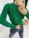 Жіночий светр укорочений з візерунком коси зеленого кольору р.42/46 396788 396788 фото 2
