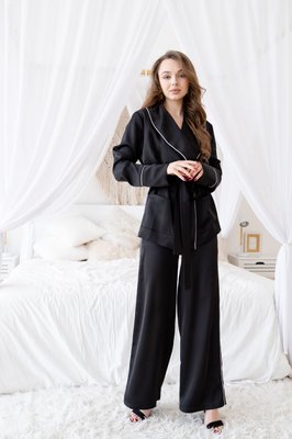 Женский костюм в пижамном стиле цвет чёрный р.S/M 408418 408418 фото