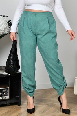 Жіночі брюки із мікровельвету колір ментол р.52/54 453885 453885 фото