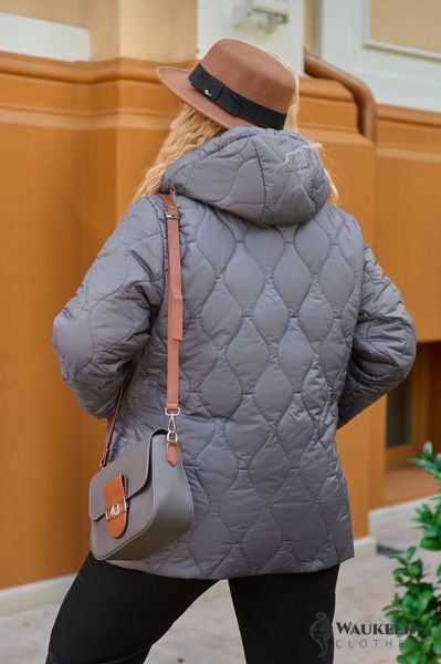 Жіноча тепла куртка колір графіт р.50/52 445149 445149 фото