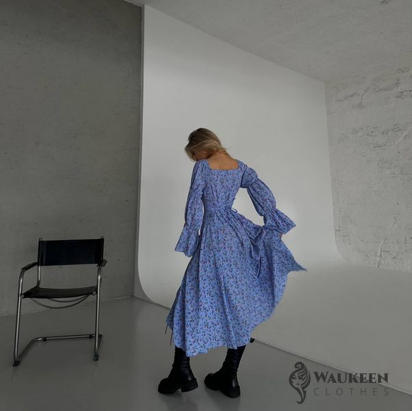 Жіноча сукня міді колір блакитний р.46/48 459426 459426 фото