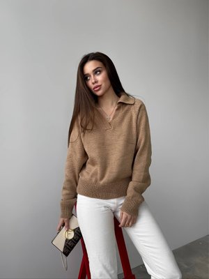 Жіночий светр-поло колір кемел р.42/46 450416 450416 фото