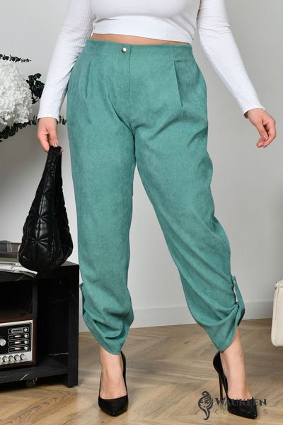 Жіночі брюки із мікровельвету колір ментол р.56/58 453886 453886 фото