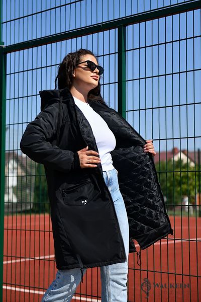 Женская куртка с капюшоном цвет черный р.48/50 449495 449495 фото
