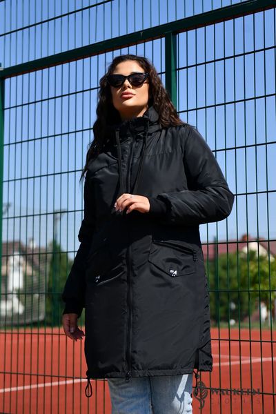 Жіноча куртка з капюшоном колір чорний р.48/50 449495 449495 фото