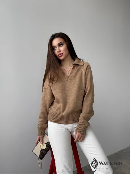 Жіночий светр-поло колір кемел р.42/46 450416 450416 фото