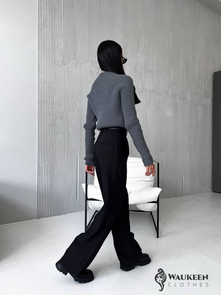 Жіночий светр із текстурним візерунком колір сірий р. 42/46 441955 441955 фото