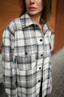 Женская теплая рубашка в клеточку цвет графит р.L 443752 443752 фото